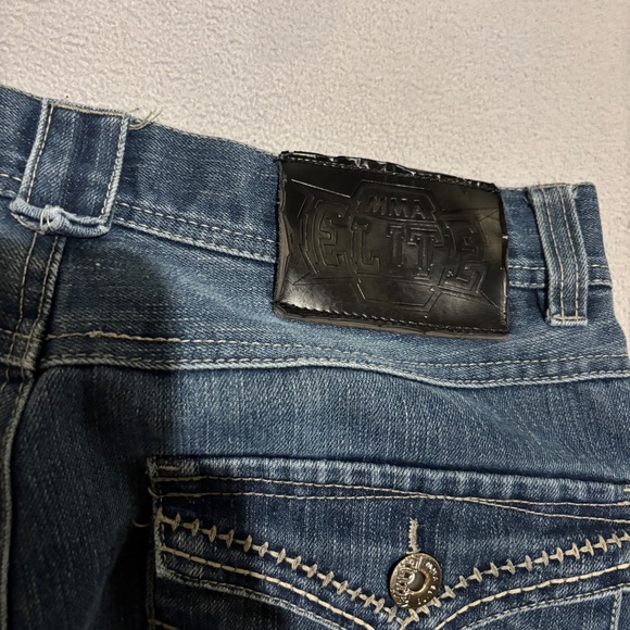 MMA Elite Jeans 32x30 Blue Low Rise Bootcut Flap Pockets Y2K Grunge Spring - Picture 9 of 10